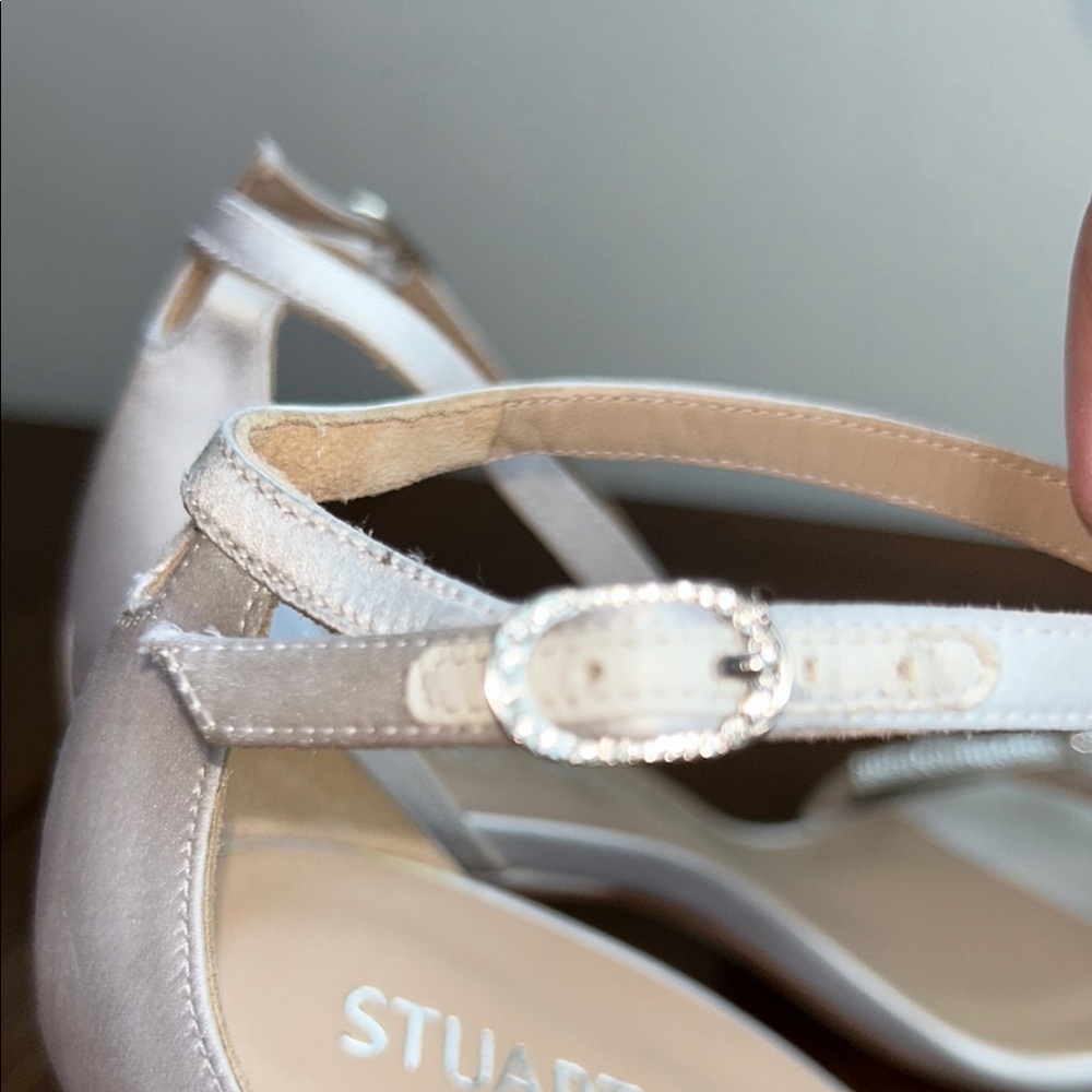 Stuart Weitzman Satin Bow Crystal Heels – Elegant Bridal/Evening Sandals sz 8 - Picture 11 of 12
